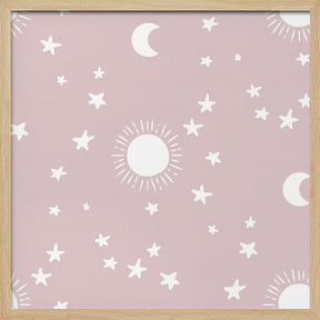 Celestial Dreamscape - Neutral Stars &amp; Shooting Stars Nursery- Mauve Poster