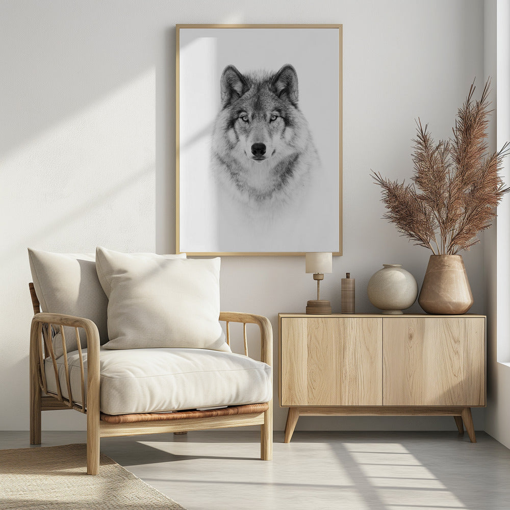 Portrait of a Timber Wolf Poster