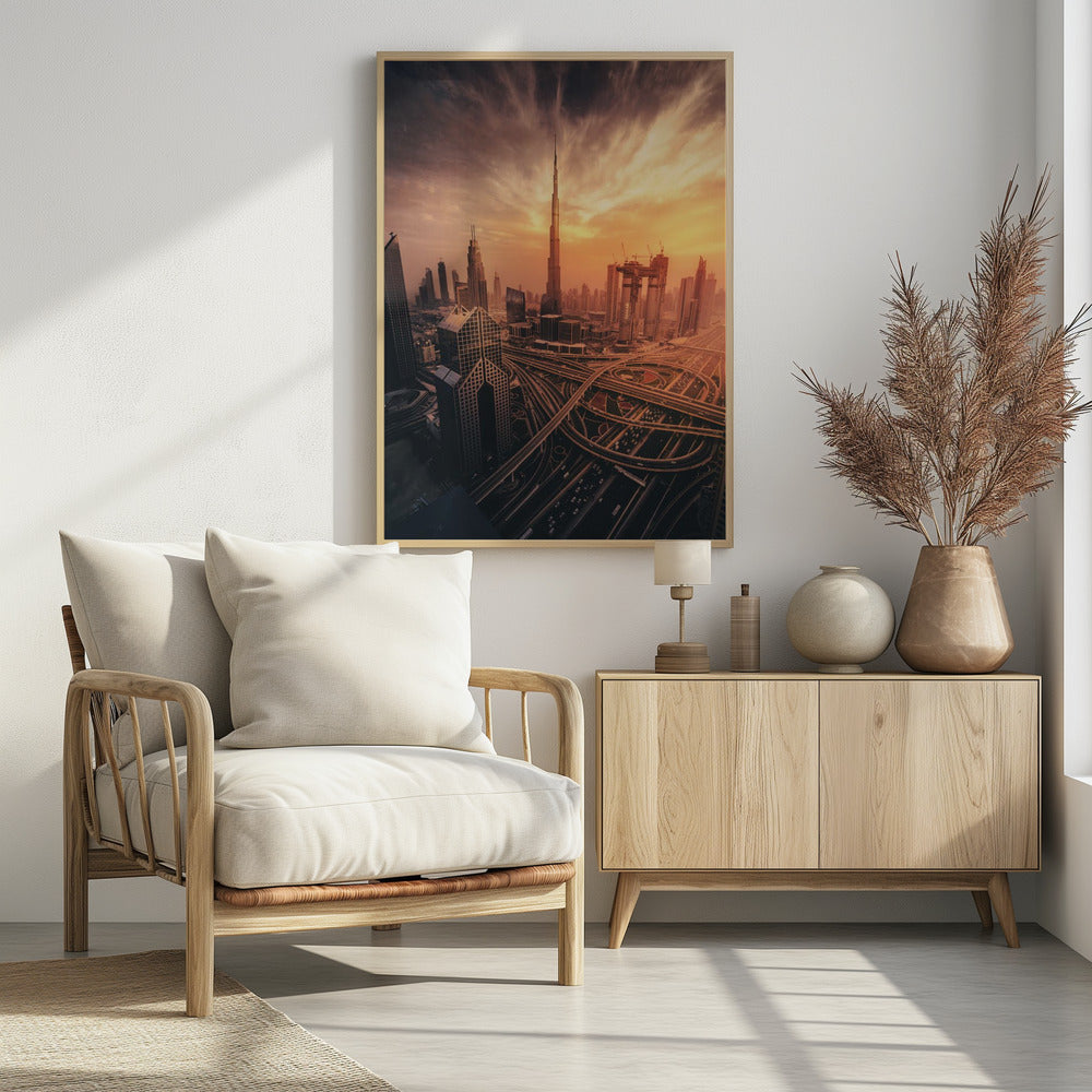 Dubai's Fiery sunset Poster