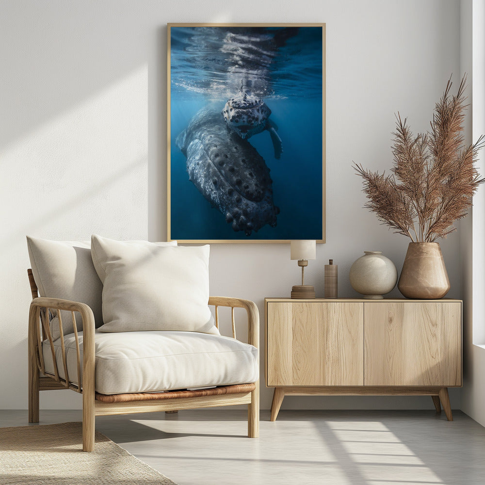 Humpback whale and calf Poster