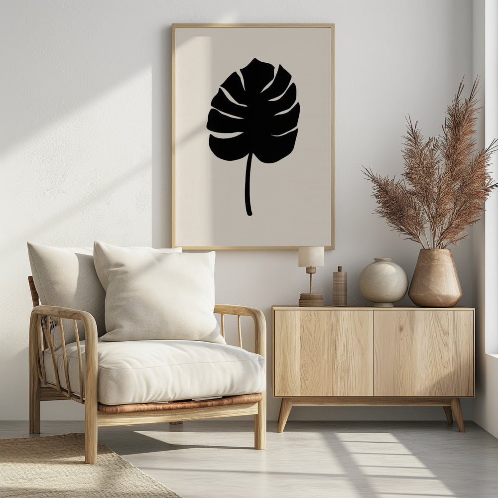 Monstera Leaf Black Poster