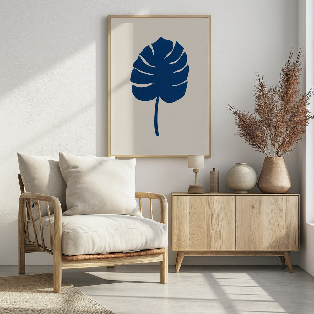 Monstera Canvas Blue Poster