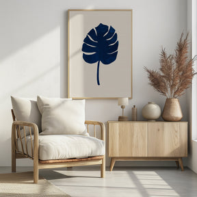 Monstera Marble Blue Poster