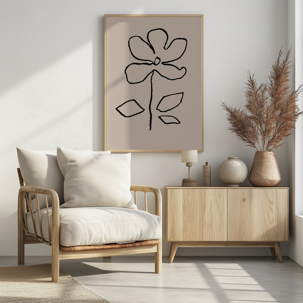 Oil Pastel Flower Black Poster