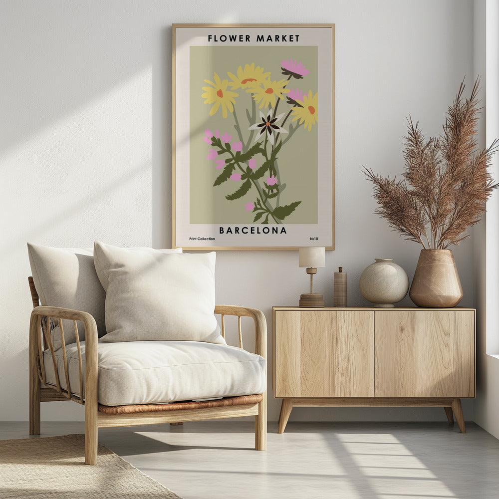 Flower Market Barcelona Poster