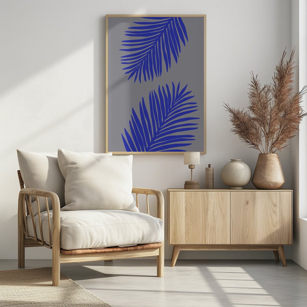 PALM LEAF 02 SOFT GRAY Poster