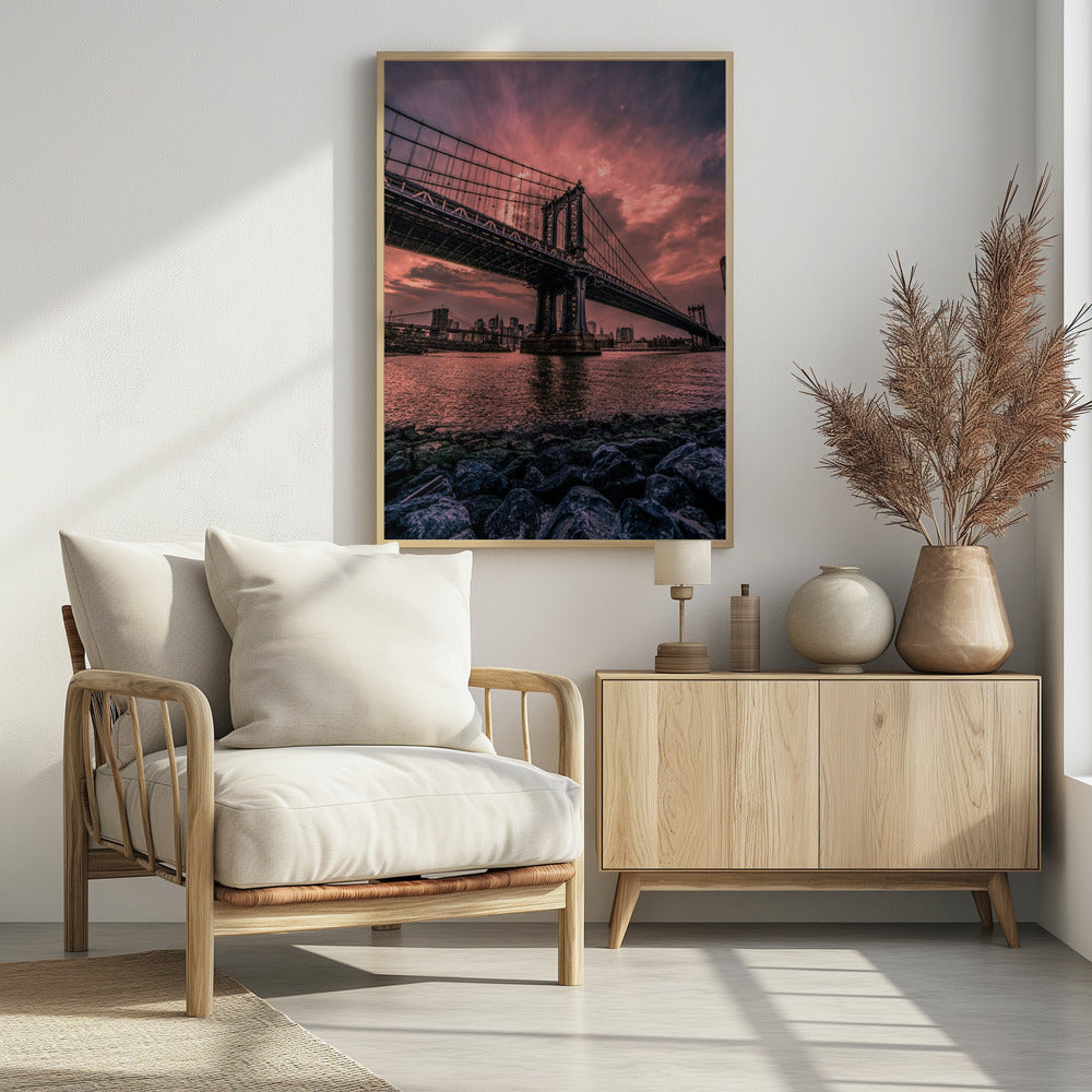 Manhattan Bridge Wide Angle Poster