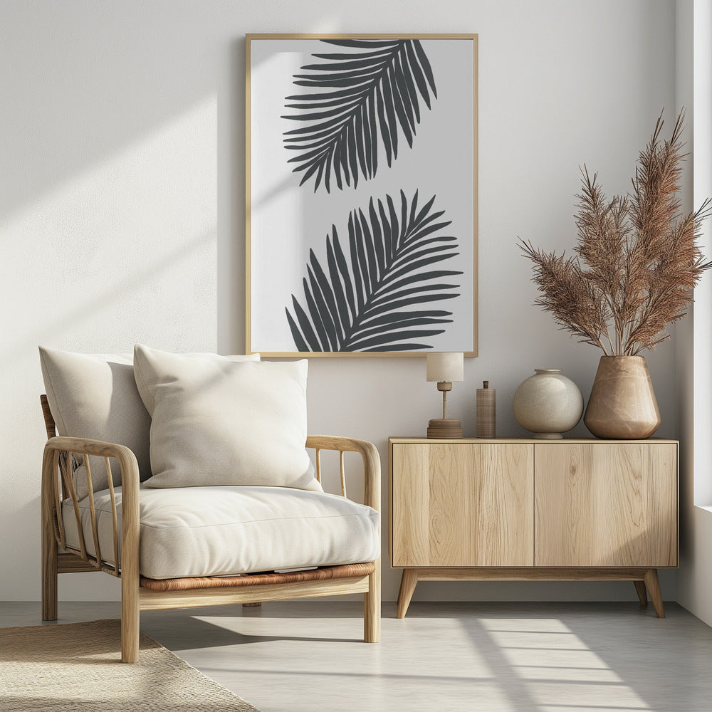 Palm Leaf Gray 01 Poster