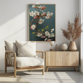 White Cherry Blossoms Poster