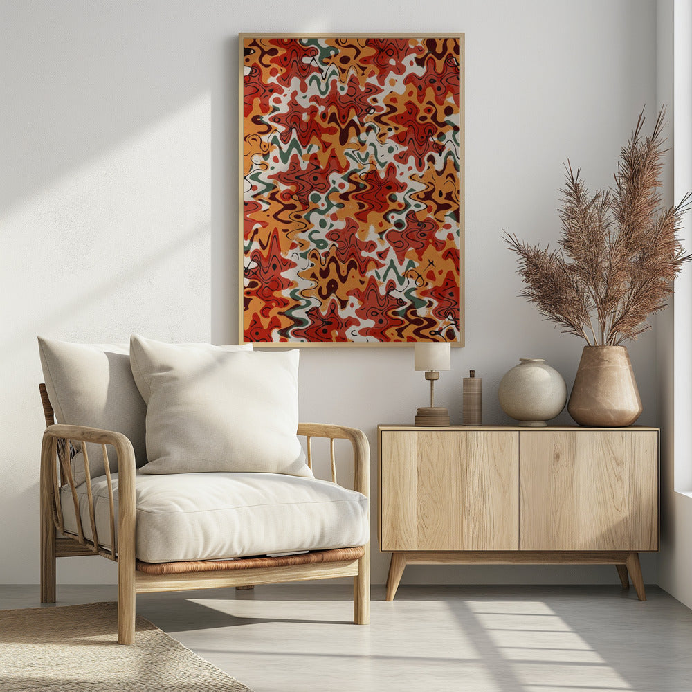 Liquid Red Orange Pattern Poster