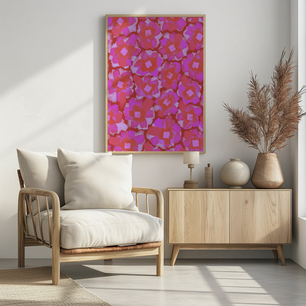 Cute Pink Blossom Pattern Poster