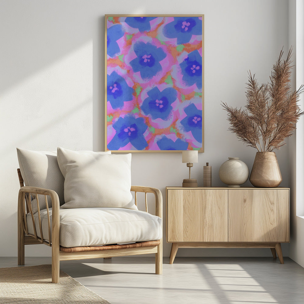 Purple Flowers Pattern Poster