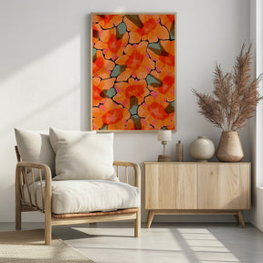 Orange Big Flowers Poster