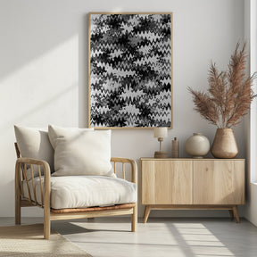 Black And White Zig Zag Pattern Poster