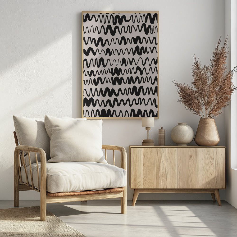 Black Waves Pattern Poster