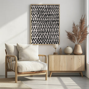 Thin Black Waves Pattern Poster