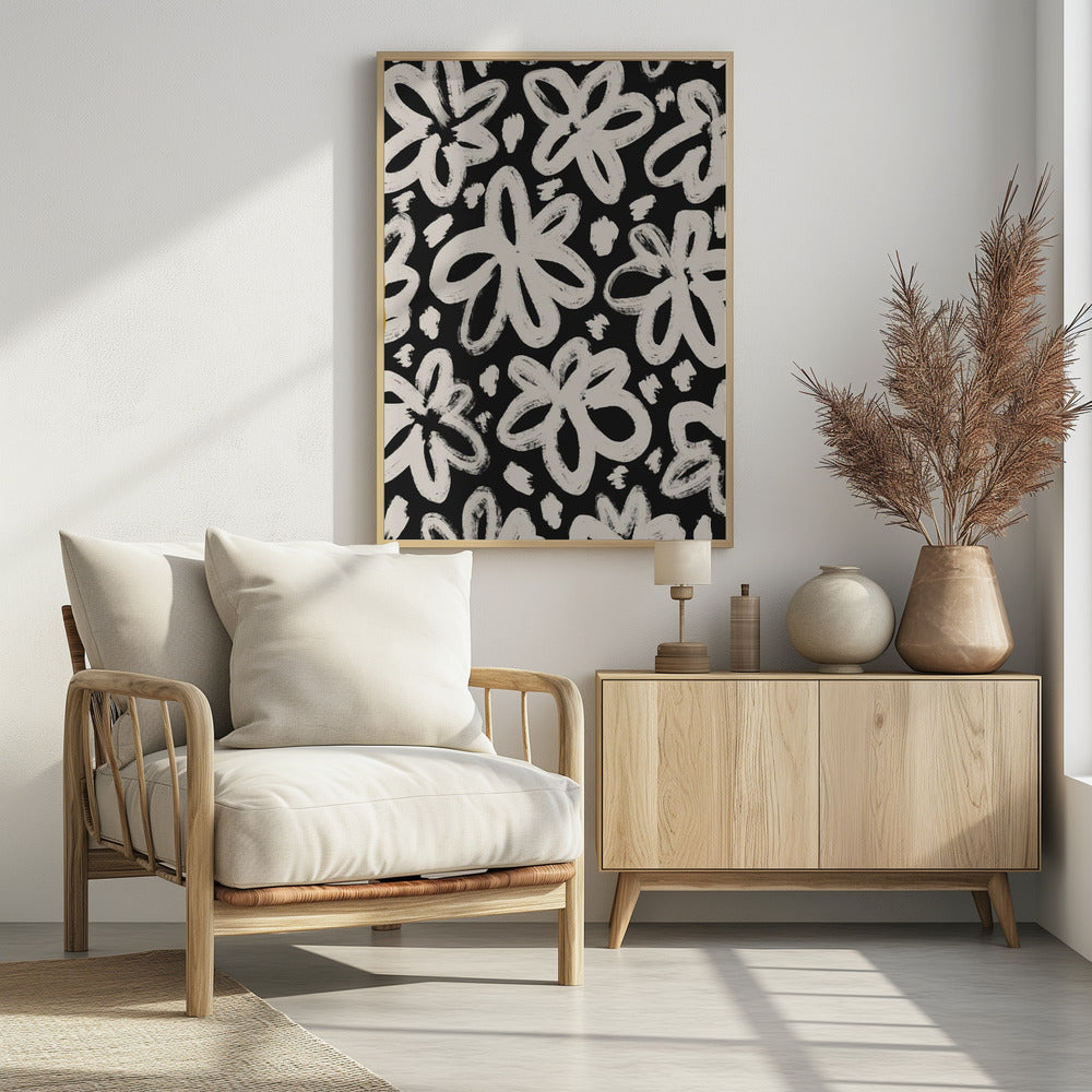 Giant Beige Flower Pattern Poster