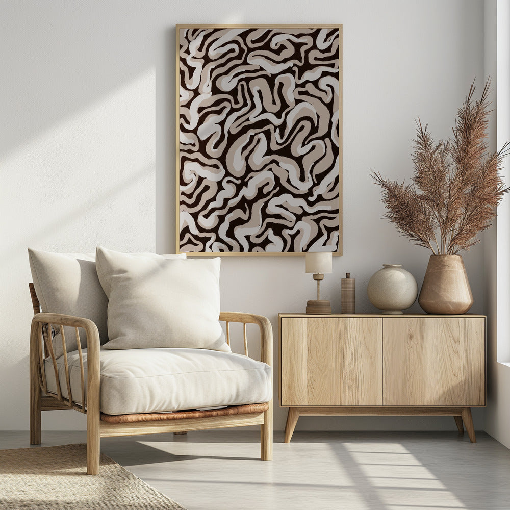 White Beige Pattern Poster