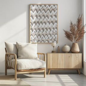 White and Beige ZigZag Pattern Poster