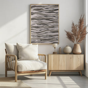 Grey And Beige Waves Poster