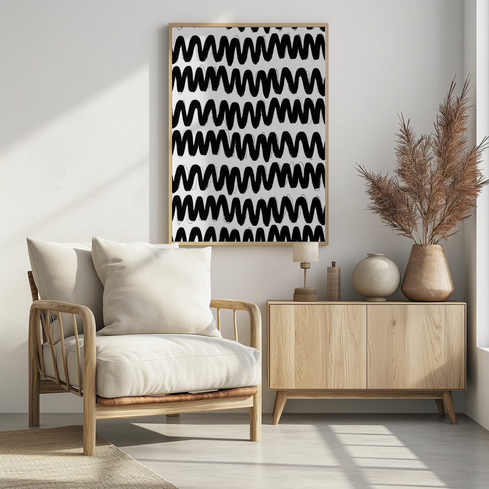 Black Zig Zag Pattern Poster