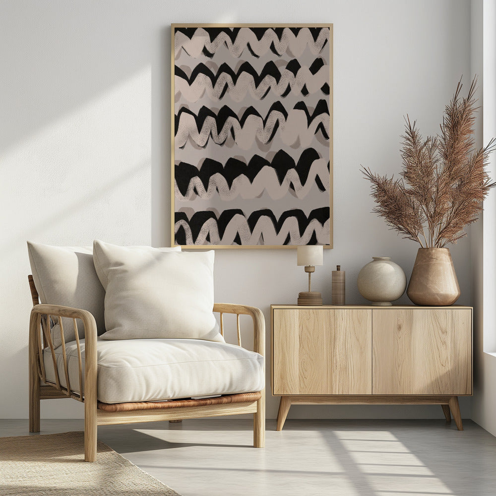 Sprayed Beige Waves Pattern Poster