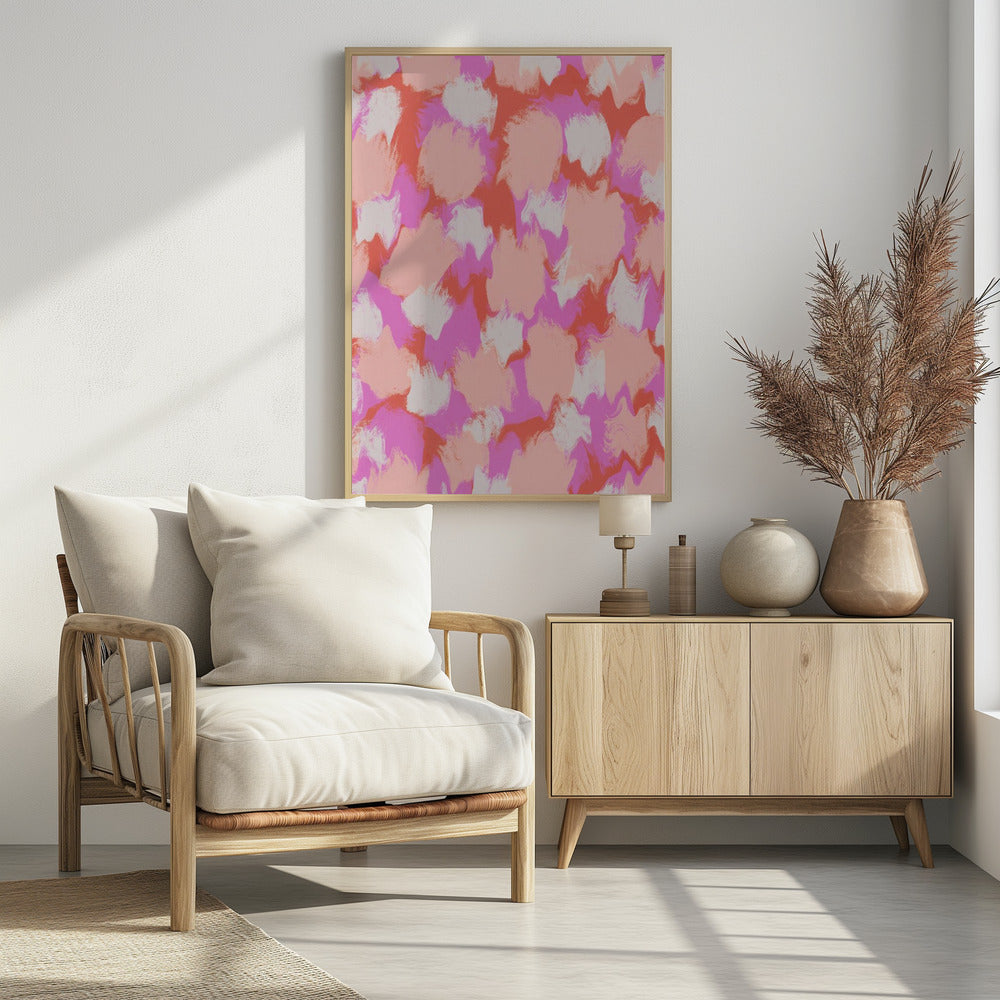 Pastel Pink And Orange Strokes Poster