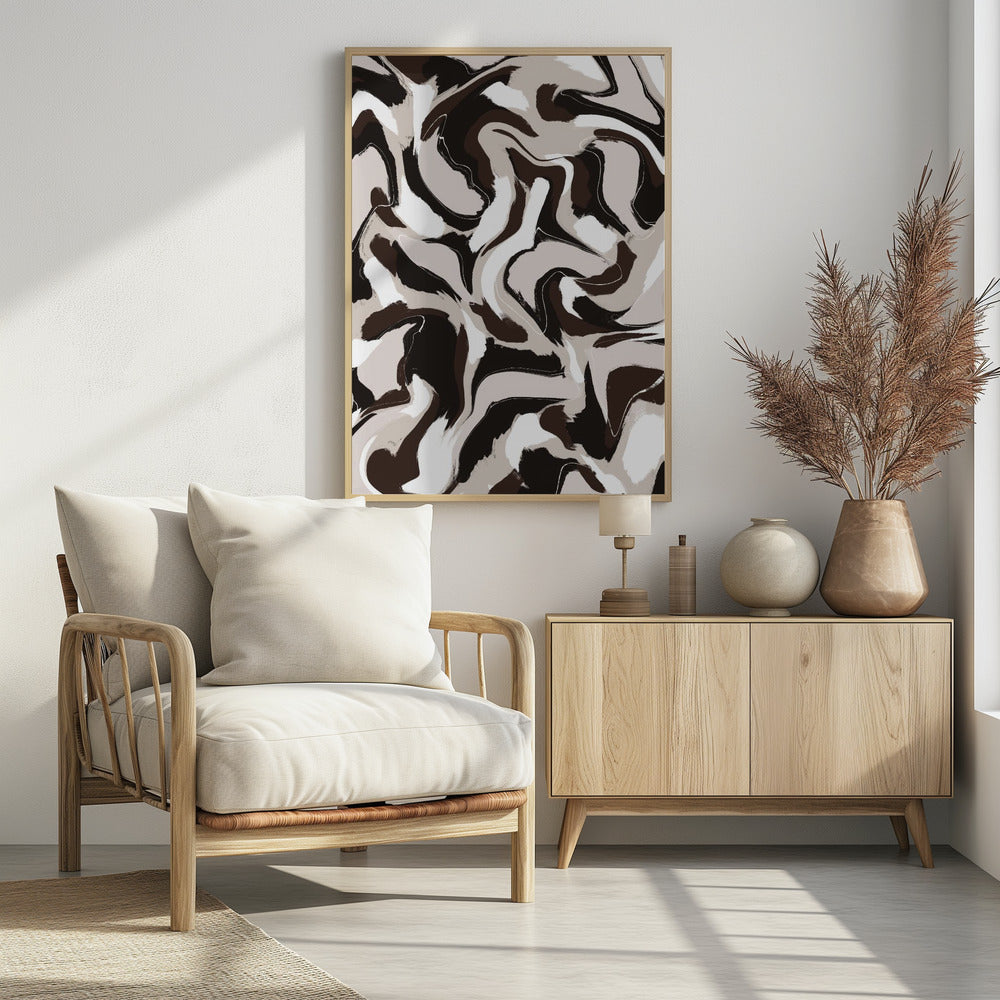 White Beige Brown Pattern Poster