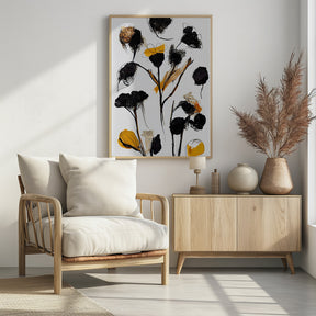 Black Dry Flowers Poster