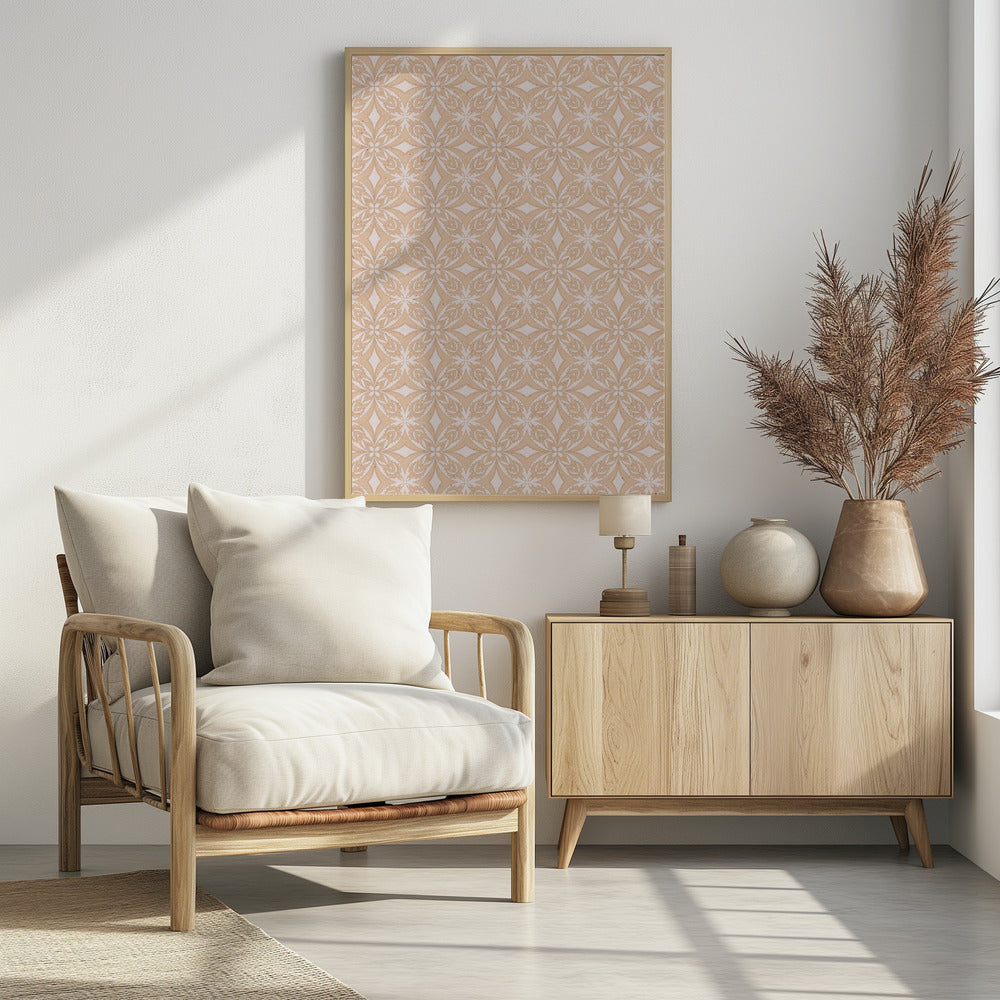 Geometric Beige Tile Pattern Poster