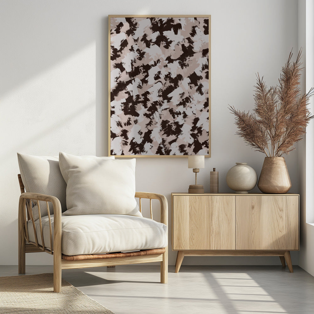 Brown And Beige Strokes Pattern Poster