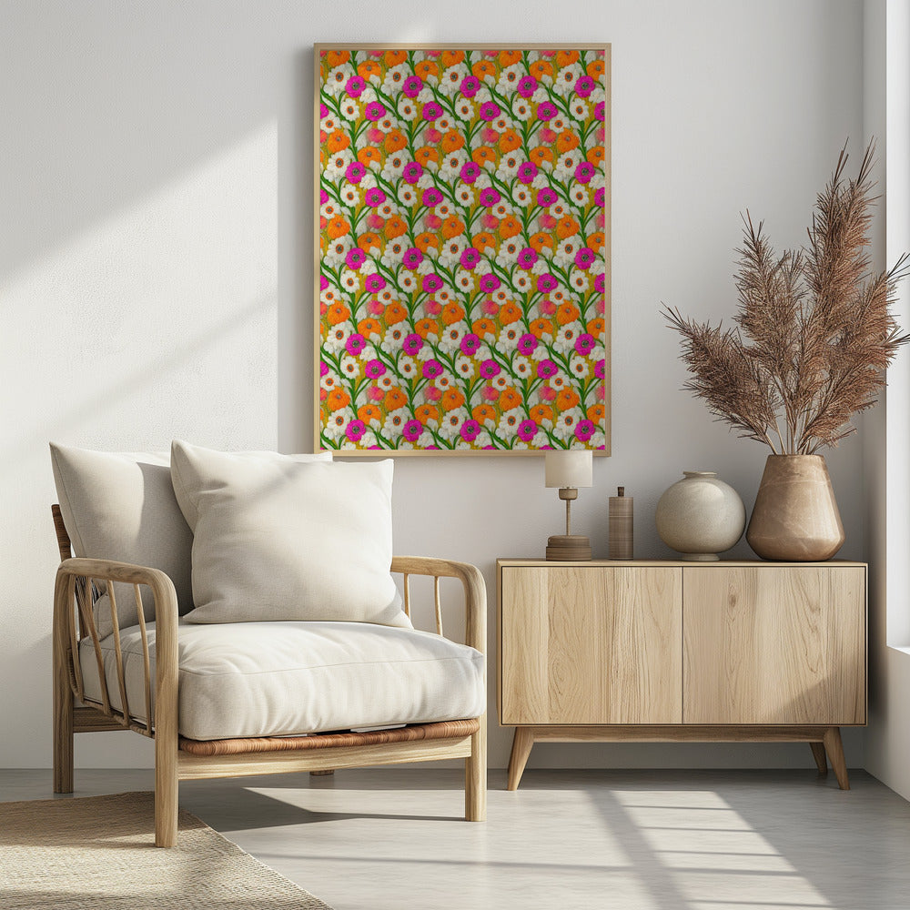 Stitched Flowers Pattern Poster