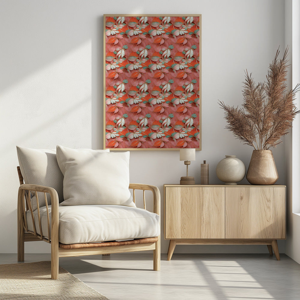 Orange Floral Pattern Poster