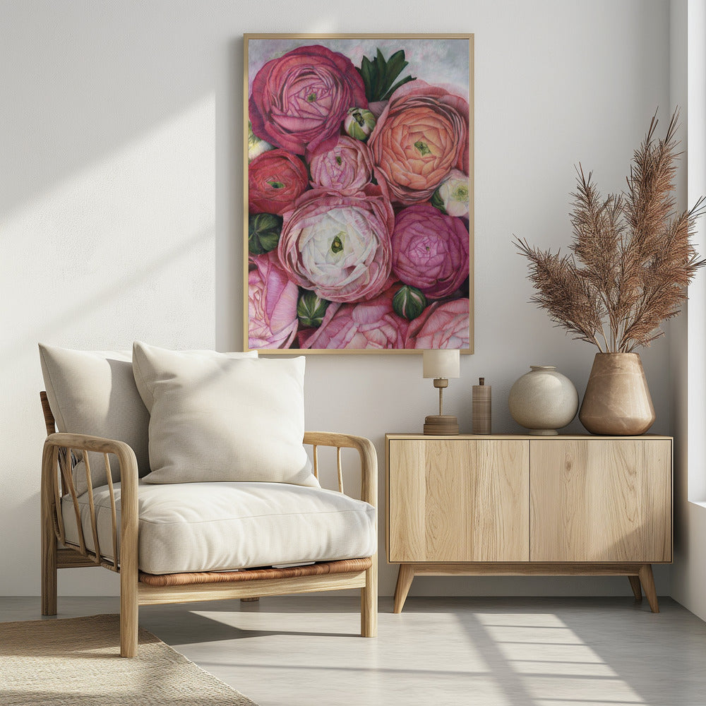 Arleth ranunculus bouquet in warm pink Poster