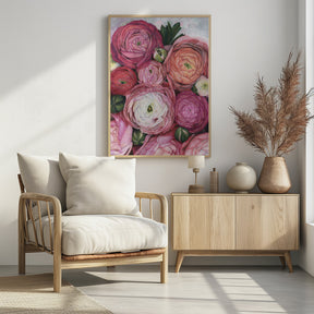 Arleth ranunculus bouquet in warm pink Poster