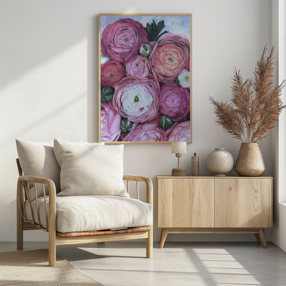 Arleth ranunculus bouquet in cold pink Poster