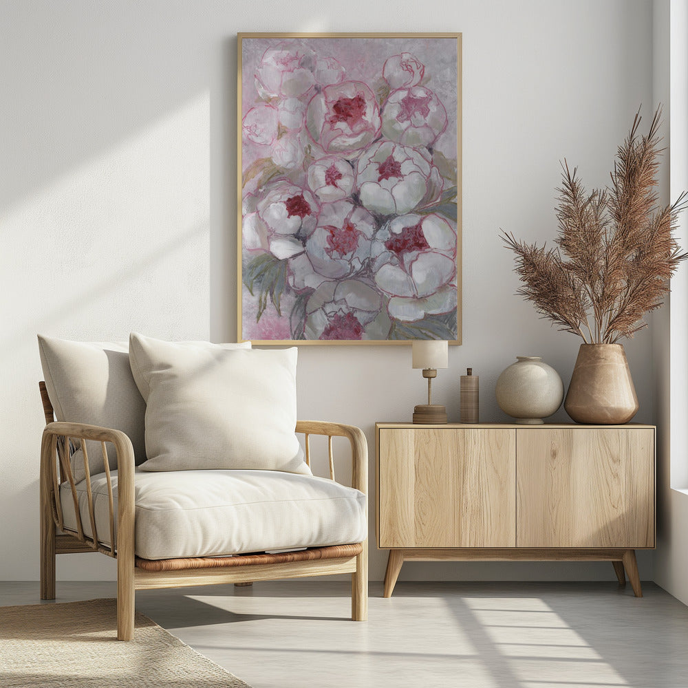 Nuria bouquet of peonies in pink Poster