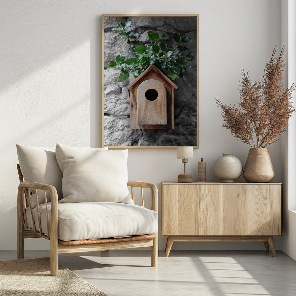 Holly birdhouse Poster