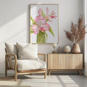 Pink watercolor alstroemeria Poster