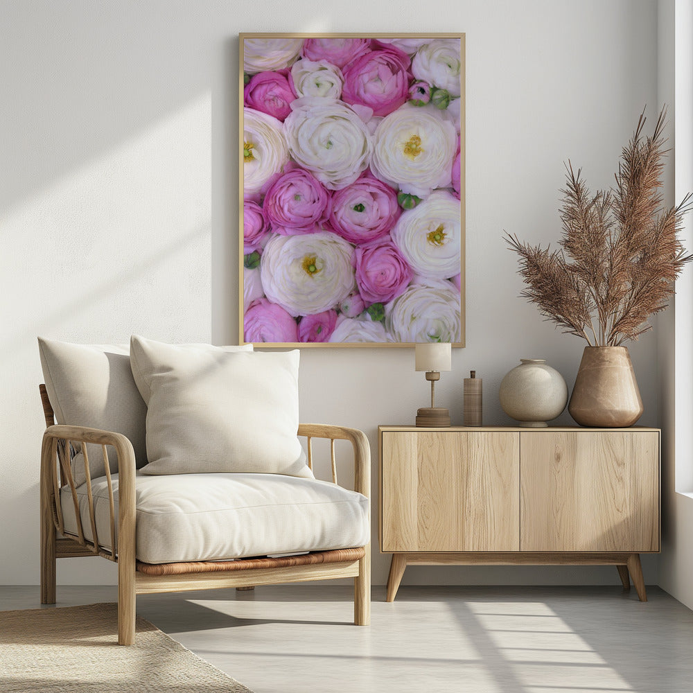 Scattered ranunculus in pink I Poster