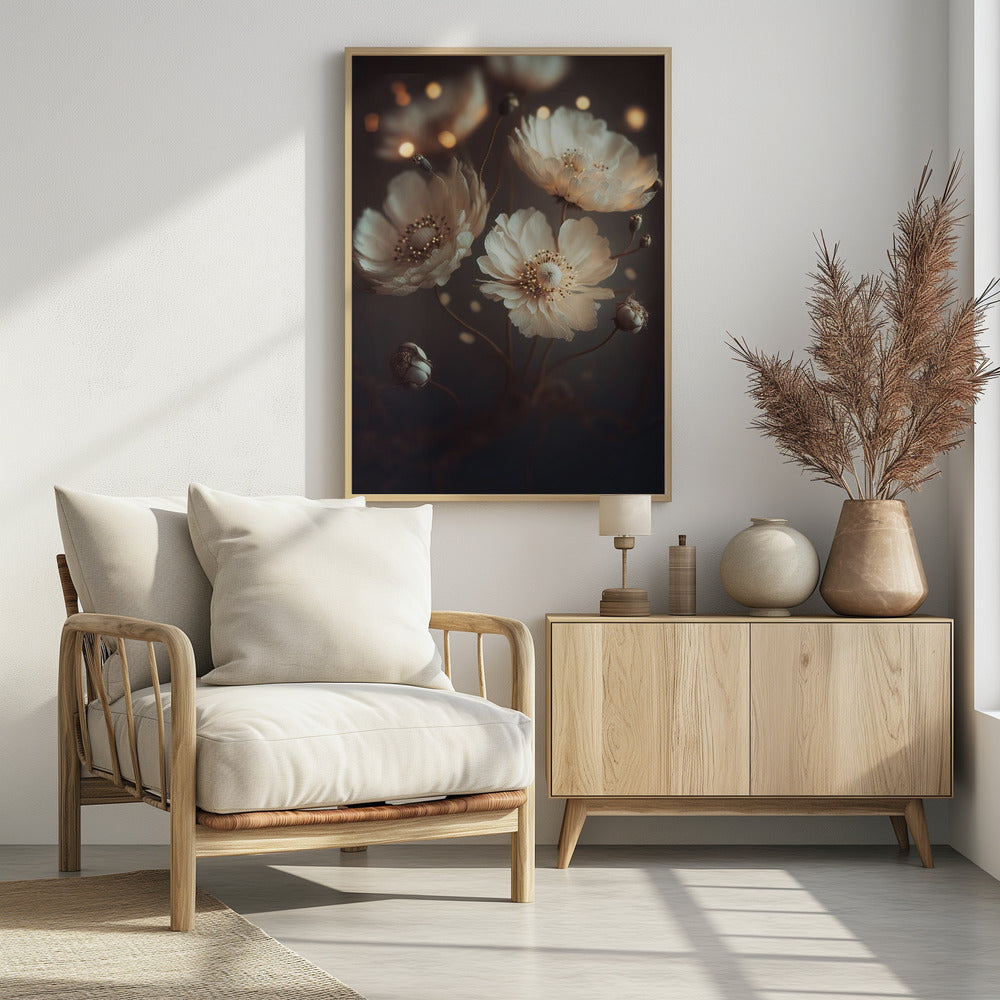 Creme Beige Flowers Poster