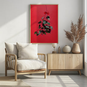 Mistletoe With Red Bow Poster