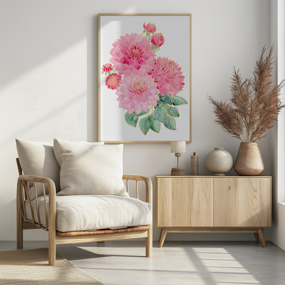 Pacey pink watercolor bouquet Poster