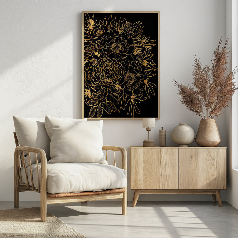 Nanette bouquet in gold and black Poster