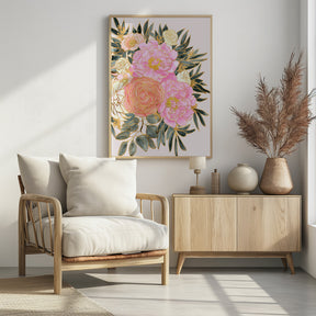 Nanette floral art in pastels Poster