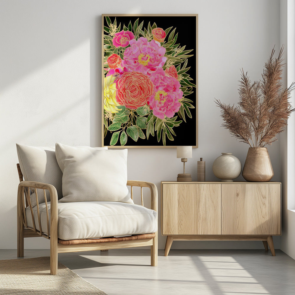 Nanette floral art in bright colors Poster