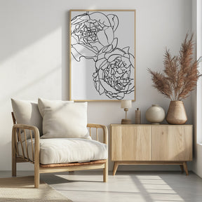 Sally's peonies in black and white Poster