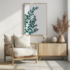 Teal watercolor eucalyptus II Poster