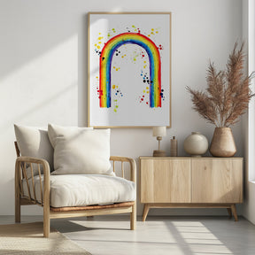 Rainbow watercolor with splatters Poster