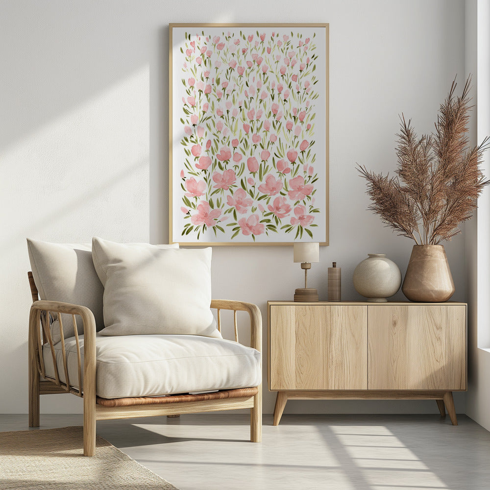 Field of pink flowers Poster